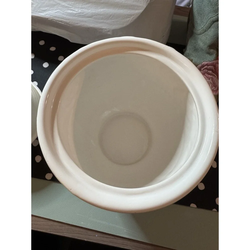American Atelier Bianca Scroll White Large Ceramic Cannister With Lid